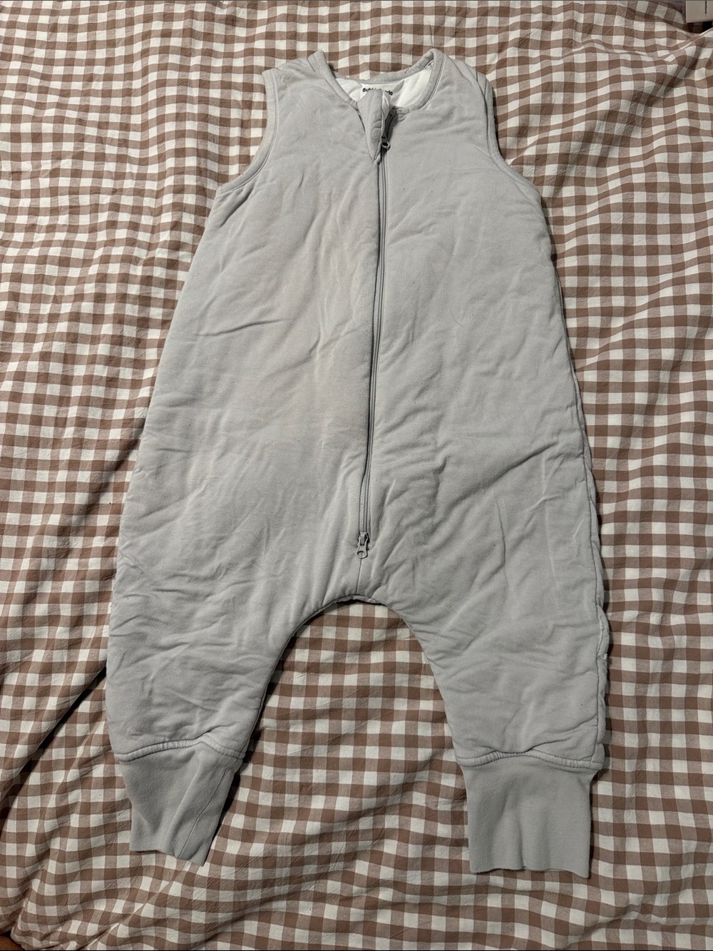 Cozy Gray Sleep Sack Romper with Front Zip
